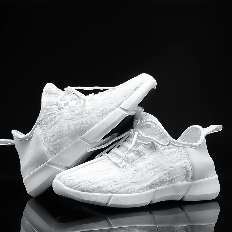 Glow light sneakers white led shoes