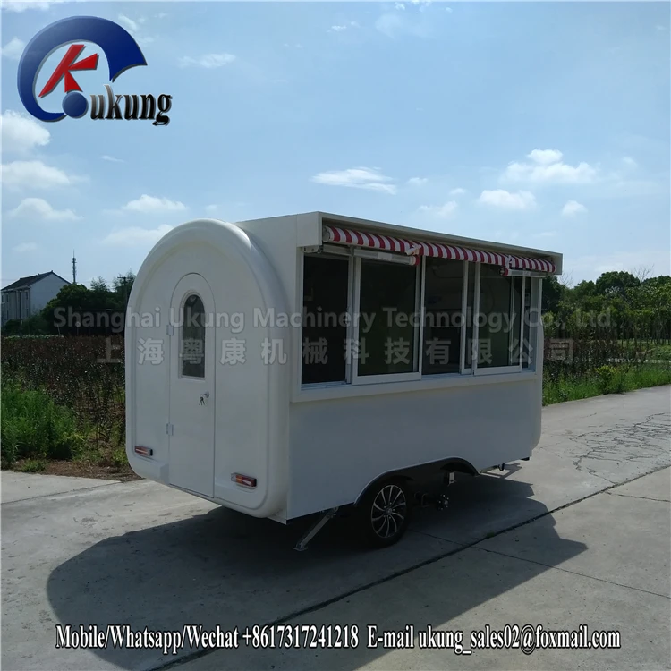 UKUNG New design food selling truck with four pieces of glasses sliding service window pulled by SUV or sedan car