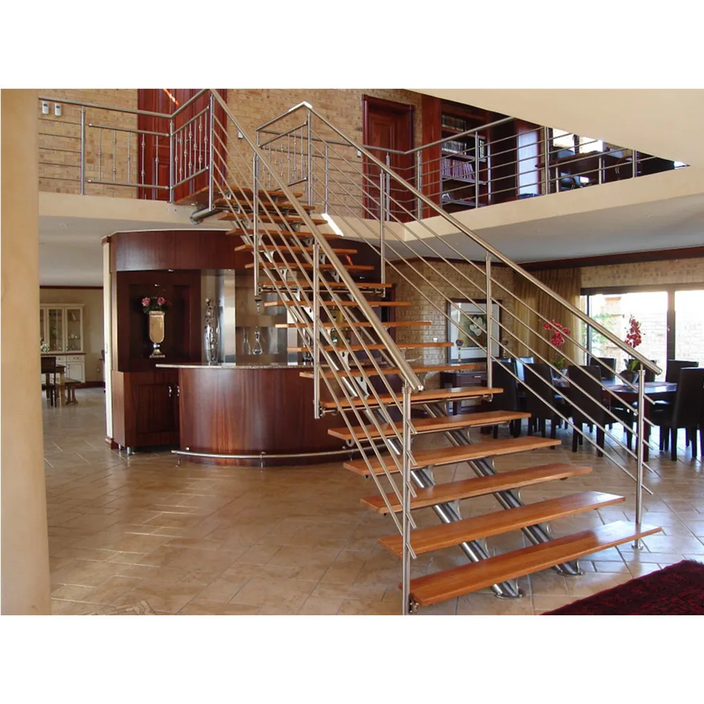
Good Quality stainless Steel and wooden staircase 