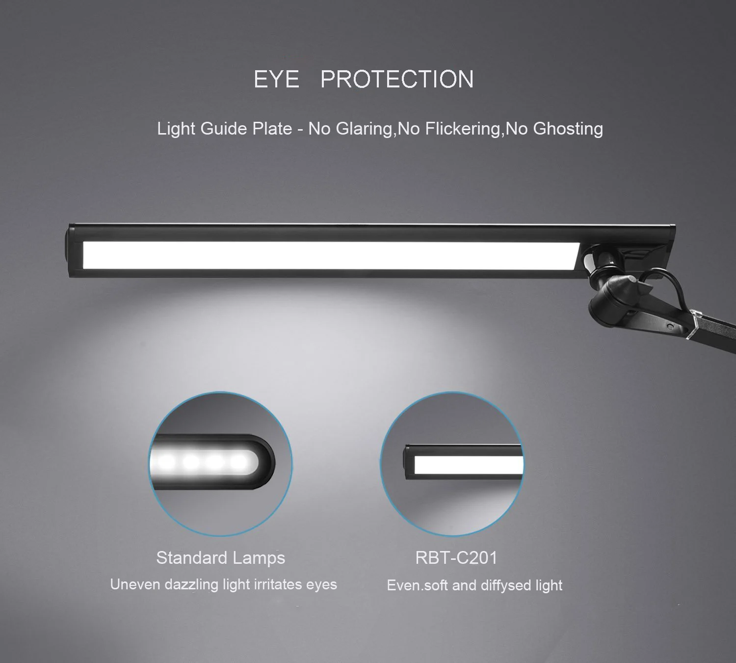 Metal Architect LED Desk Lamp Swing Arm Task Lamp with Clamp Eye-care Drafting Table Lamp