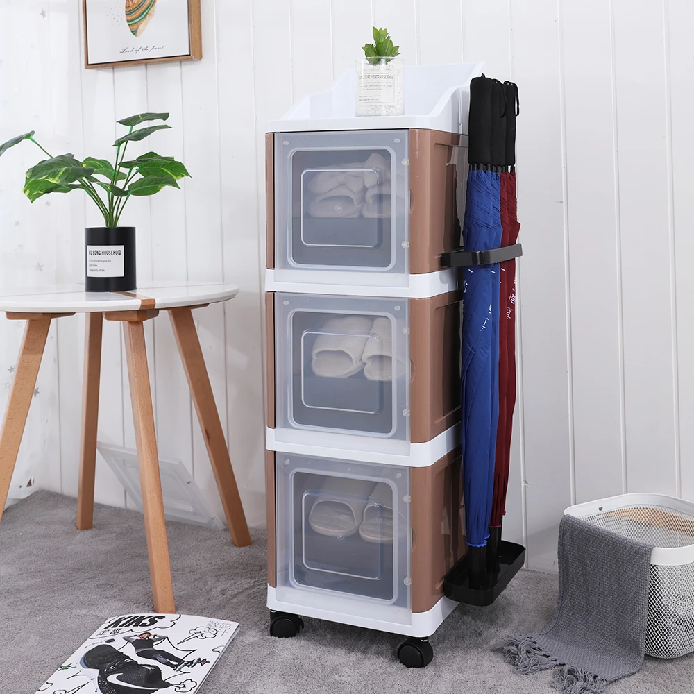 Plastic shoe cabinet with door