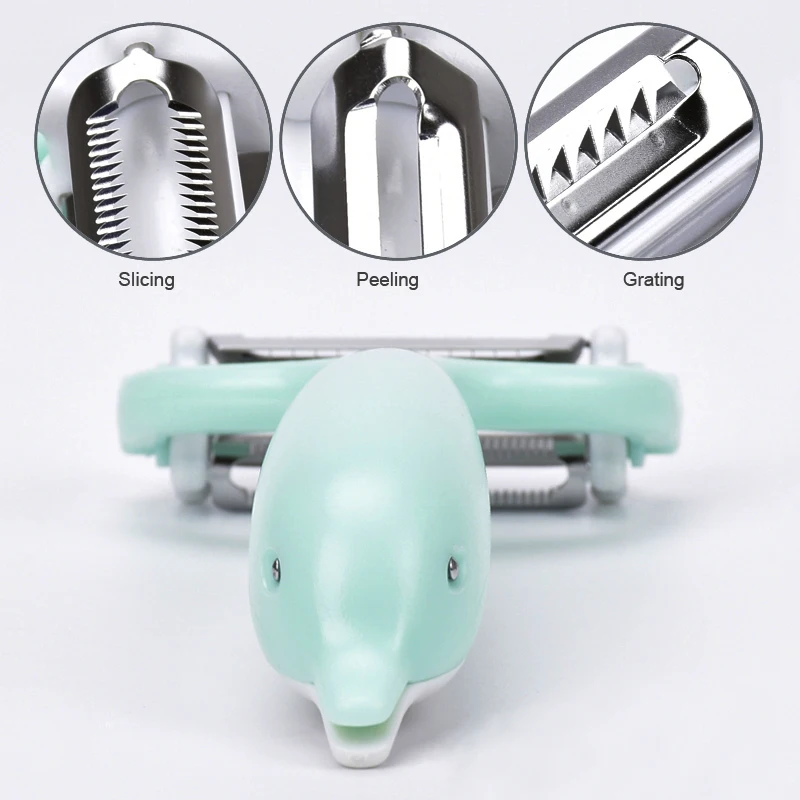 
Walmart best selling dolphin shape potato slicer rotary 3 in 1 peeler 