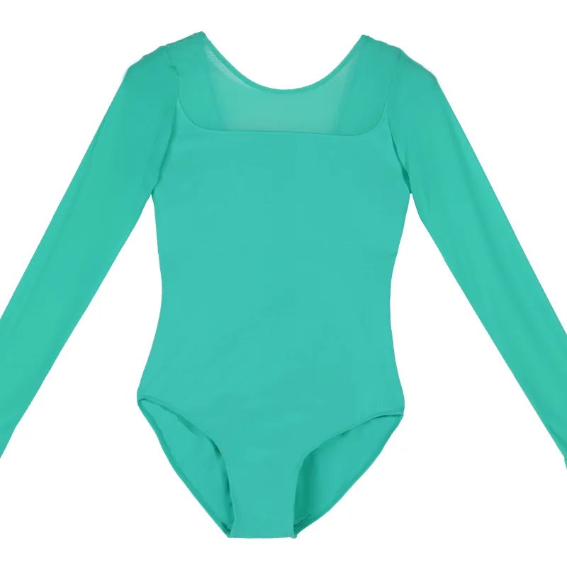 116141057 Mesh Ballet Training Dance Wear Gymnastics Leotard Long Sleeve Women