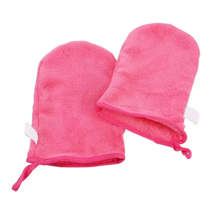 Custom LOGO Microfiber Face Cleansing Gloves Reusable Facial Cloth Pads Makeup Remover Glove
