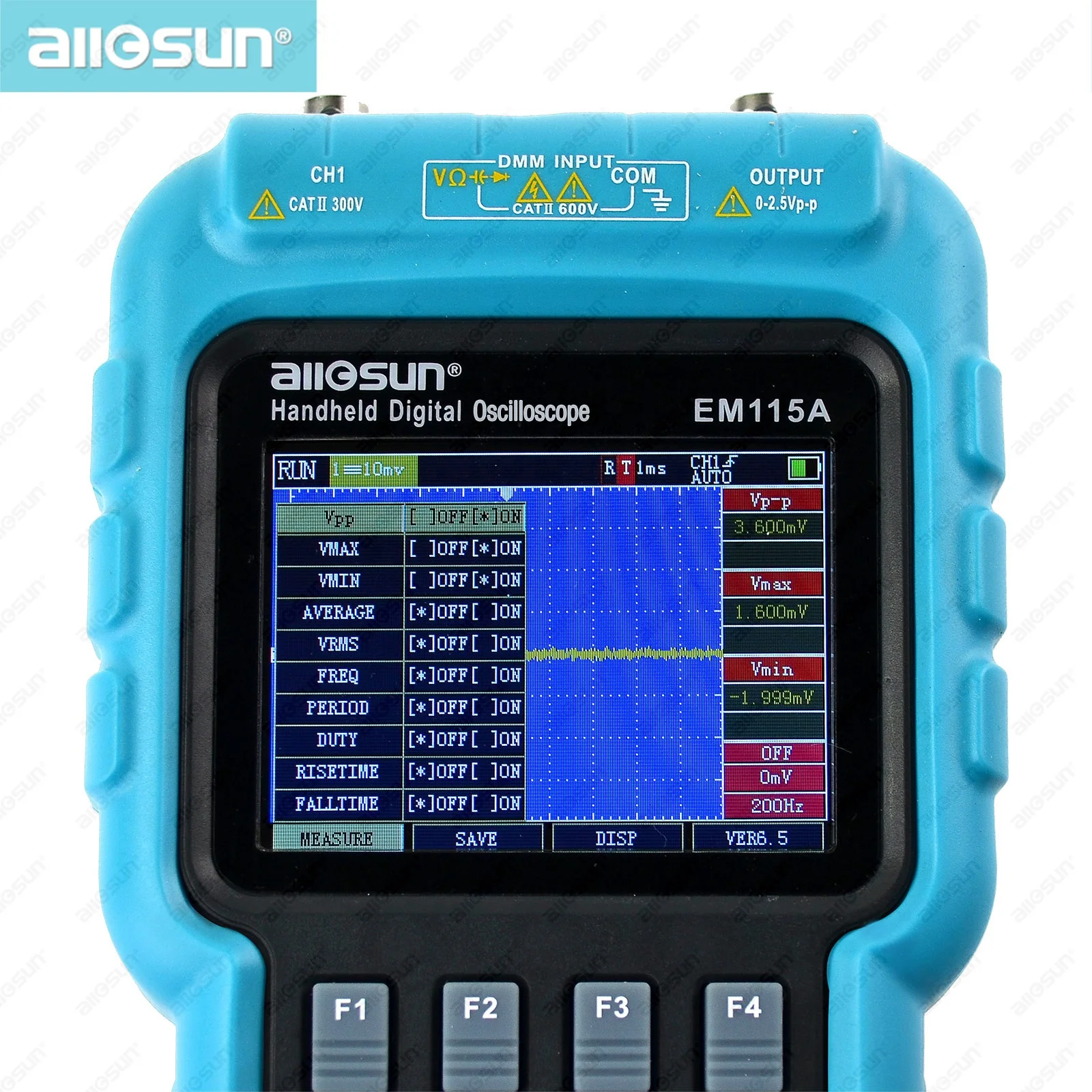 all-sun EM115A Handheld Oscillograph 3 in 1 Multi-function Oscilloscope 50MHZ Color Screen Scope meter Single Channel Hot Sale