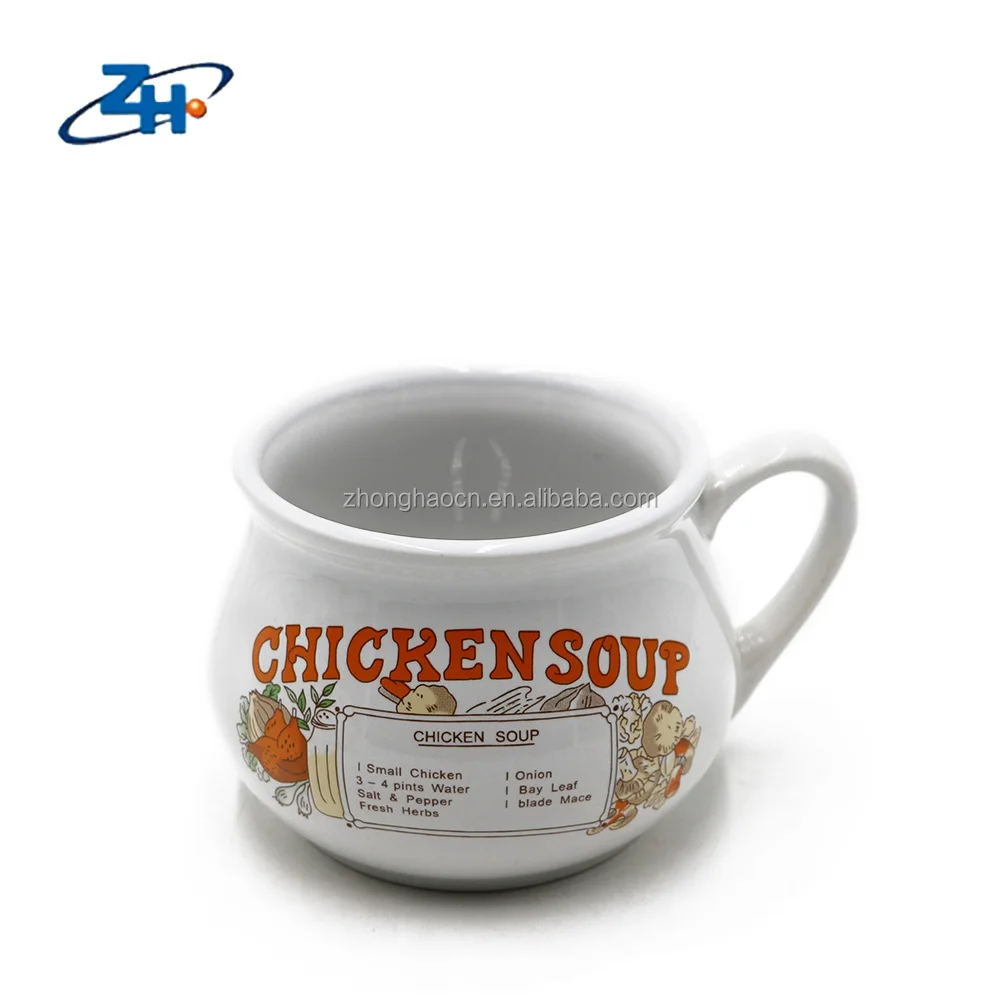 Daily use round big belly shaped ceramic soup mug for children
