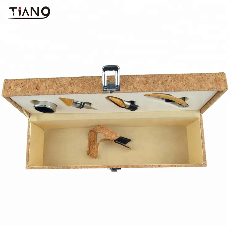 
NEW PU cork leather red wine box for 1 bottle wine case with wine accessories 