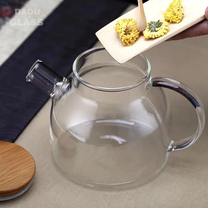 
Free shipping glass tea pot and kettle set with Bamboo lid and spring strainer ,teapot maker, chinese supplier 