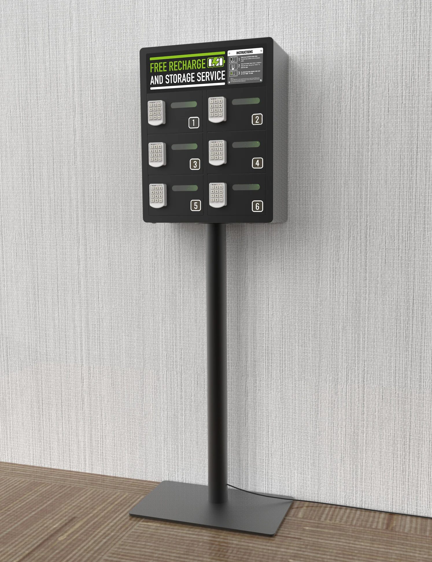 Oread 6 pin code locker for hospitality industry Oread SCL-02-M kidigi charging station