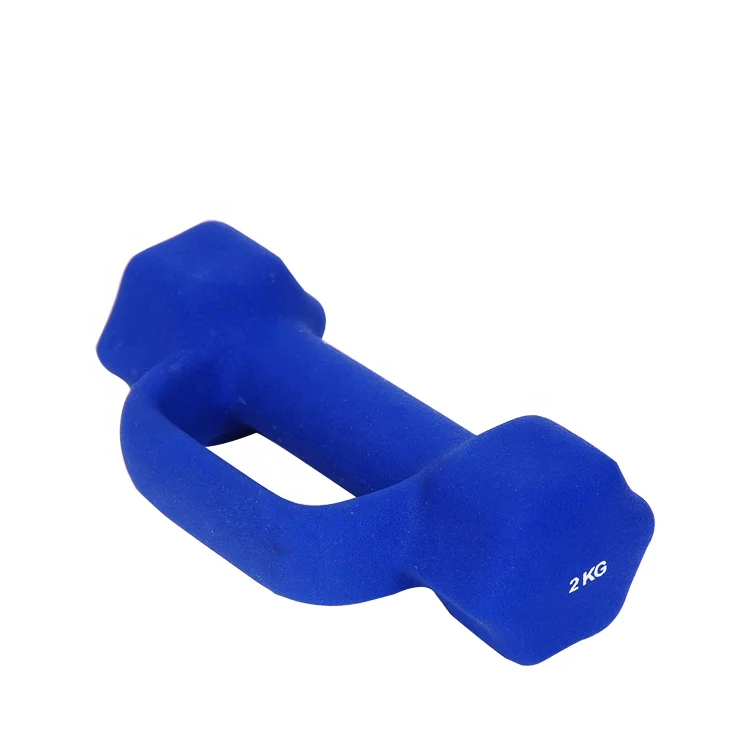 Gym equipment colorful dipping dumbbell D shape vinyl dumbbell with handle