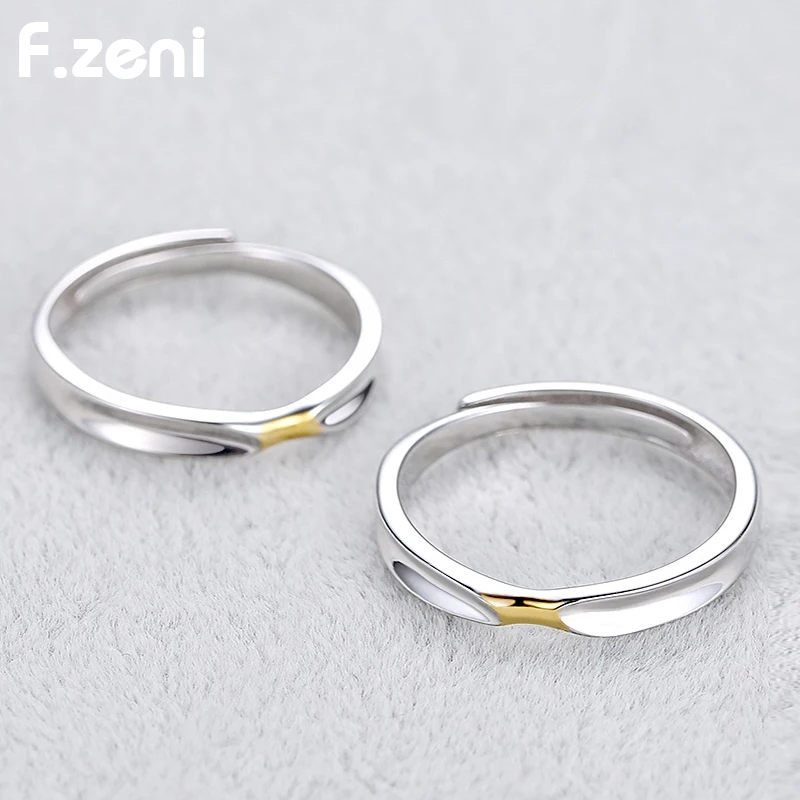 925 Sterling Silver Ring,Wedding Engagement Custom White Gold Plated Jewelry Fashion Statement Stylish Adjustable Couple ring