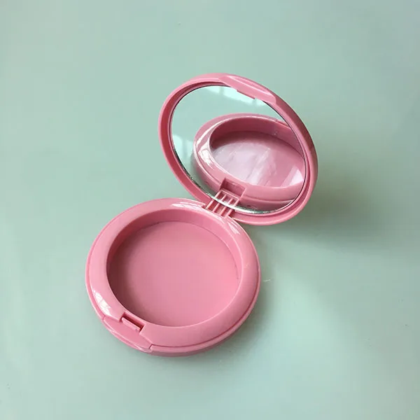 Custom Round Makeup Loose Compact Powder Blusher Case With Lighted Mirror