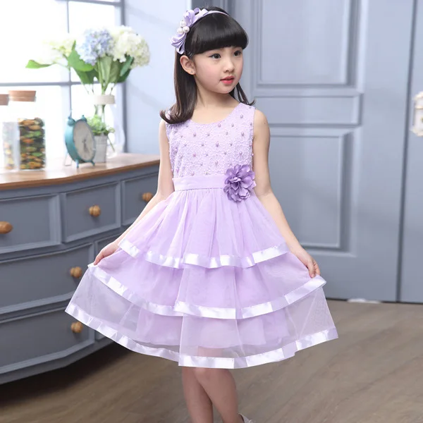 2019 Newest Summer Child Clothes Big Baby Skirt Fashion Cute Princess Girl Dress With pearls