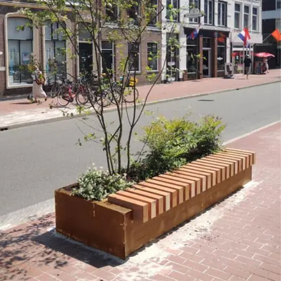 
best selling products outdoor public corten steel bench planter box  (60749145960)