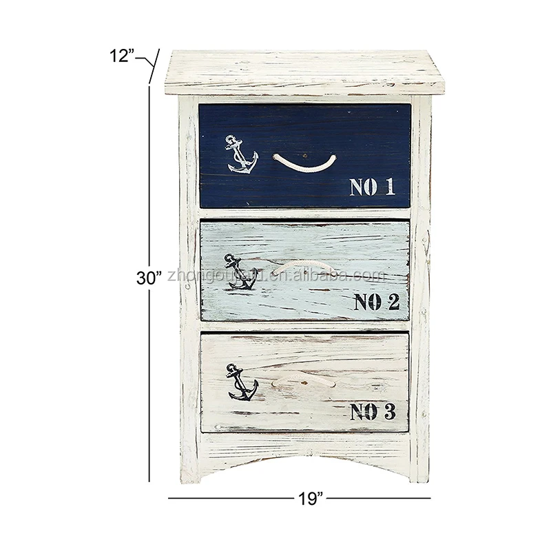 Whosale Modern Buff LL-079 Wooden Furniture Nautical Chest Cabinet for Living Room Bedroom