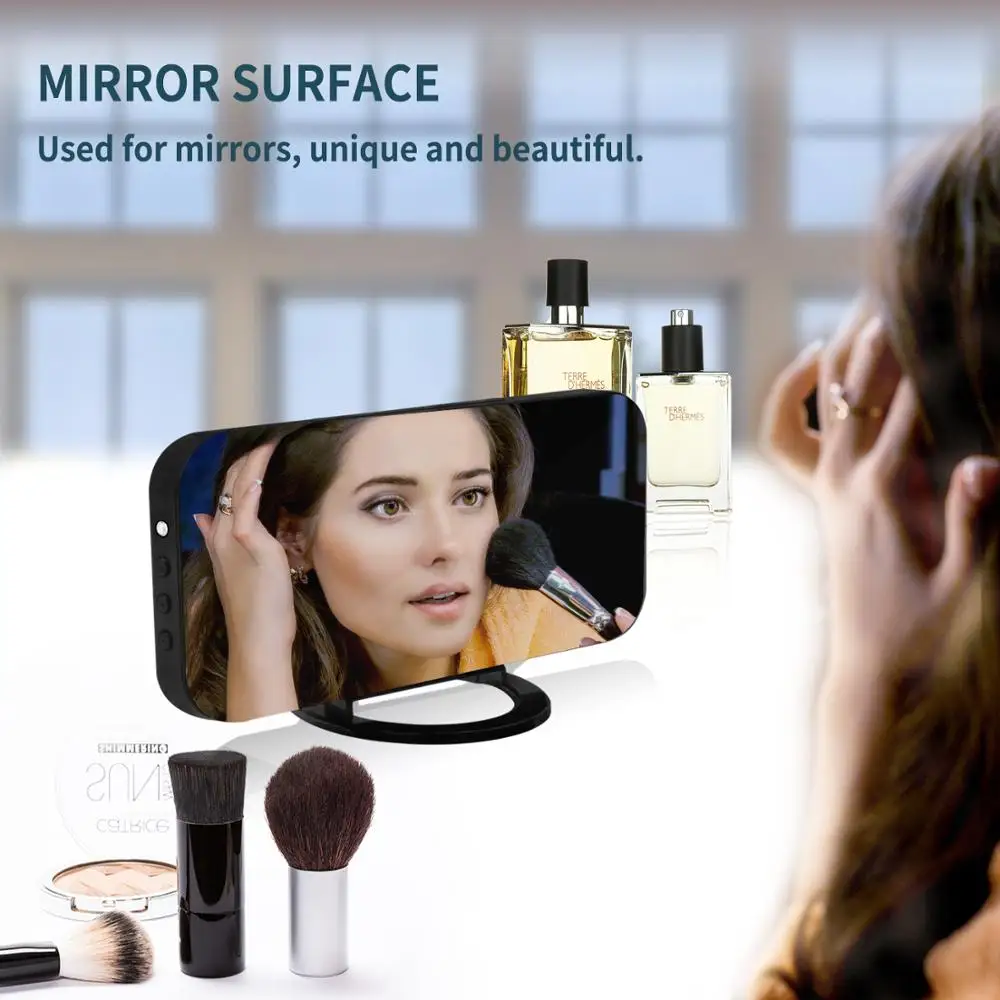 Large LCD Screen Mirrored Alarm Clock Digital Decorative Hotel Office Home Decor Clock with Dual USB Charging Station