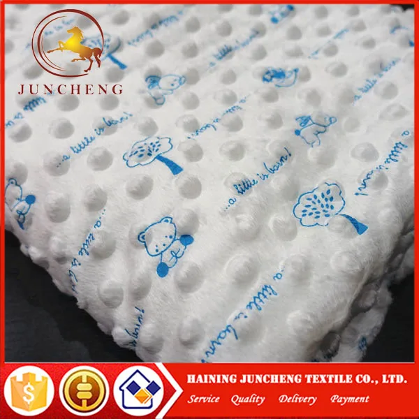 Cartoon printed good quality super soft minky dot cuddle fabric