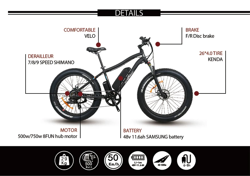 SOBOWO S34 36V 350W Bafang Motor Schwinn Electric Bicycle With Suspension