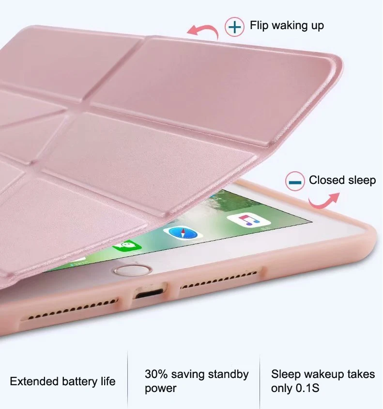 Leather smart flip kids tablet silicone case cover for iPad