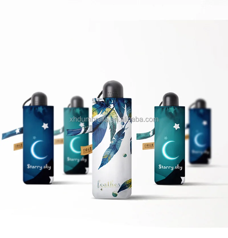 small pocket 5 folding umbrella with fabric case for travel