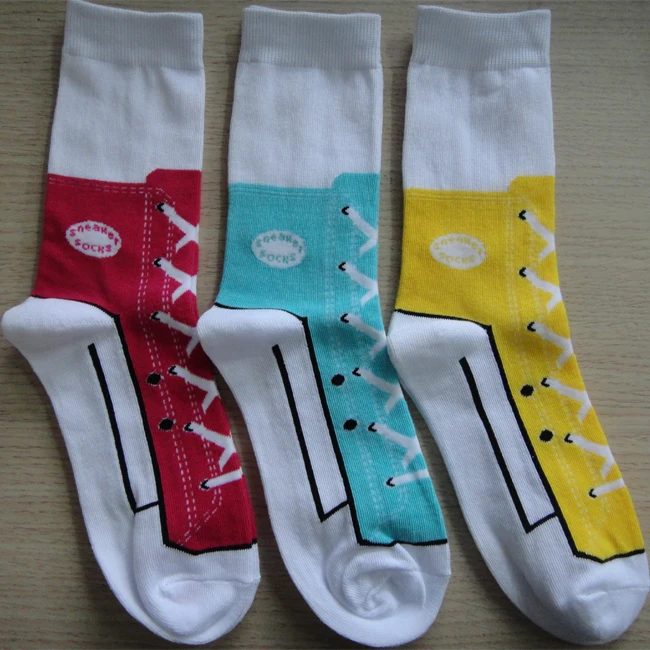 Make Your Own Design Women Cotton Shoes Sneaker Socks, Novelty Socks Shoe Lace Style Ladies Sneaker Socks