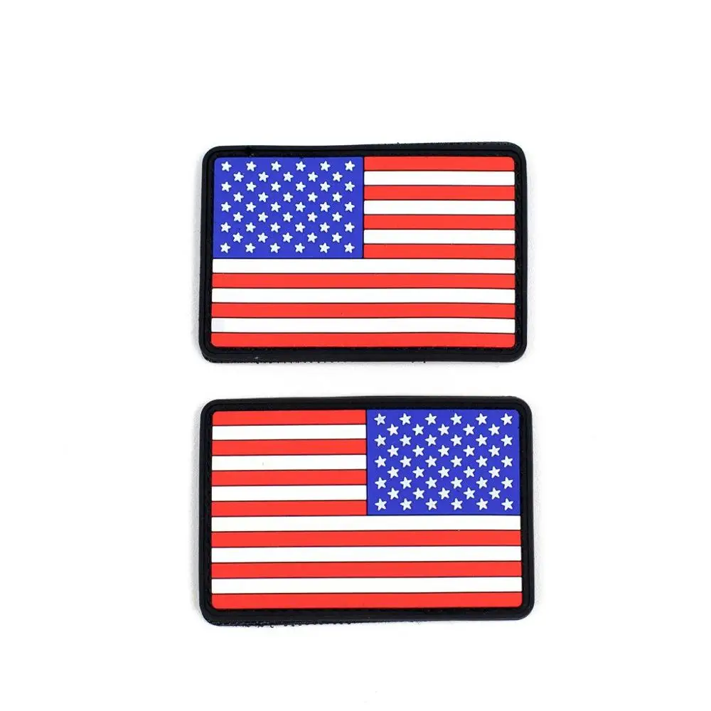 Hot Sell American Flag Punish PVC Patch, Silicon Logo Patches with Hook and Loop Backing, Iron on Rubber Patches