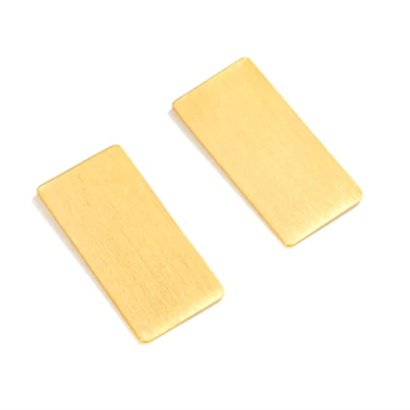 Large Square Plate Bar Luxury Pure Titanium Gold Plated Earrings for Women
