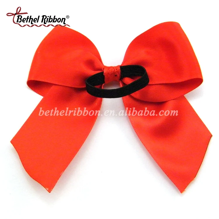 Custom decoration red ribbon bow with elastic loop