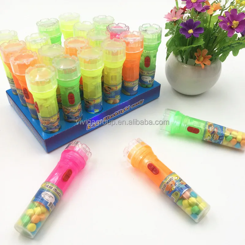 Light Flashlight sweet hard press ball shape candy toy