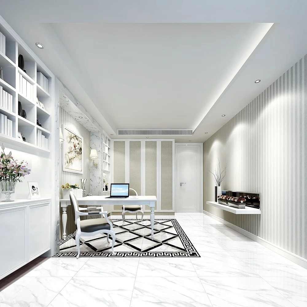 
Polished glazed floor tile ceramic piso carrara white marble look villa wall porcelanato 24x24 ceramic tile 