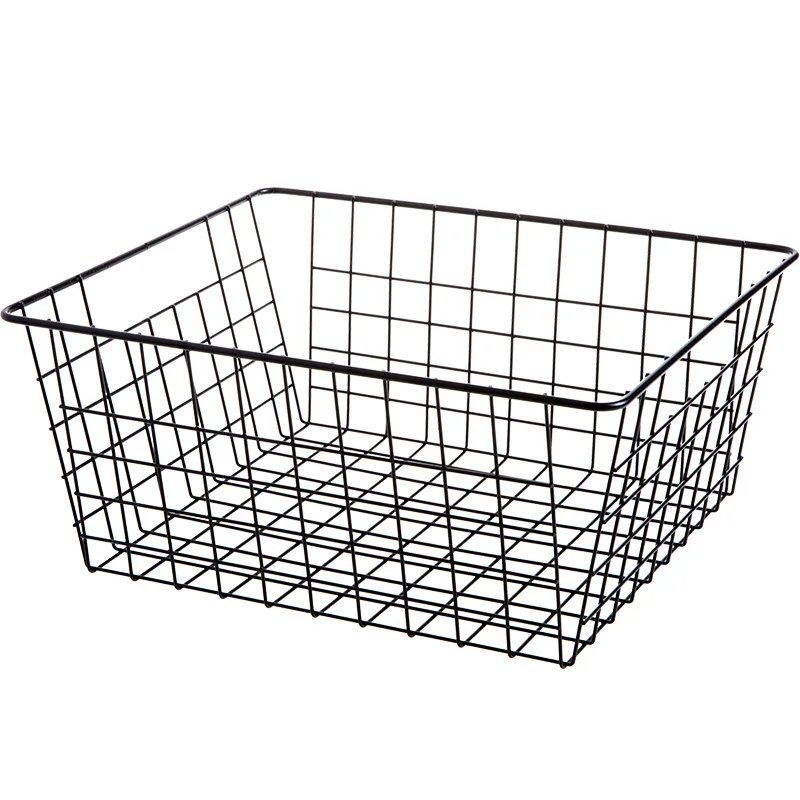 Wire Storage Fruit Baskets Fabric Storage Box Blueable Rope Handle Rectangular Metal or Whitewomen Modern Black 500 Pcs Sundries