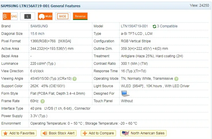 
Laptop Lcd screen 15.6