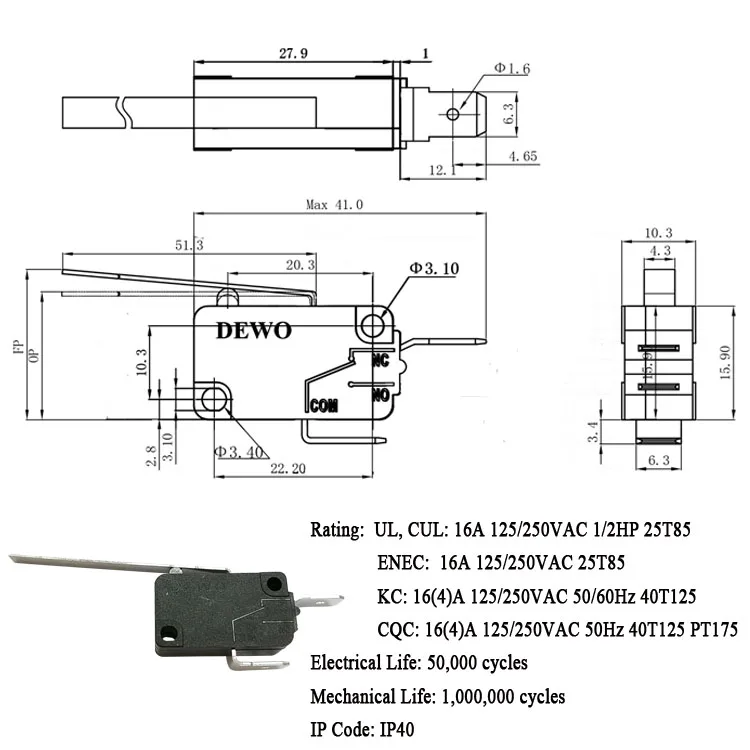 Electronic components ms4-16t two way 25t85 5e4 micro switch