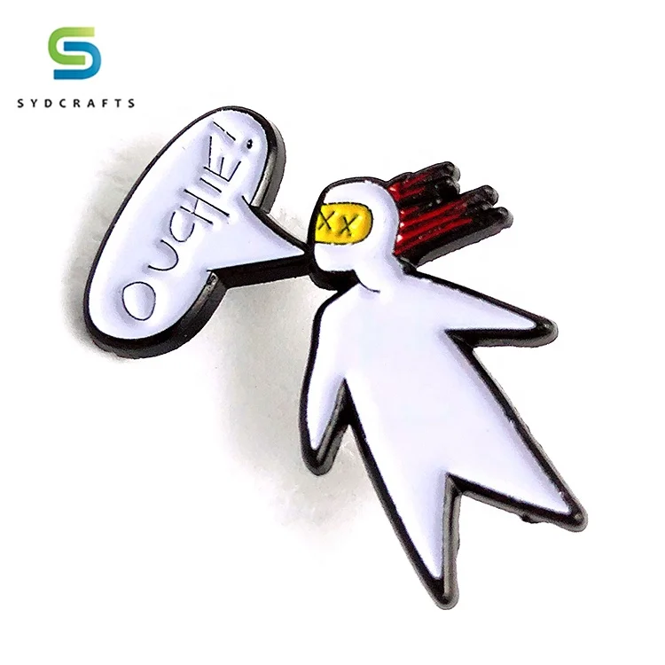 Custom Free Sample Glitter Metal Enamel Cartoon Crazy Pizza Hut Pin Badge