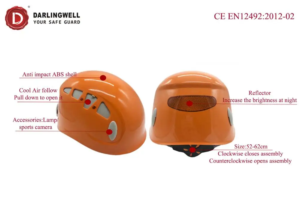 Darlingwell brand NT99 EN12492 outdoor gear Sports helmet rock climbing helmet mountain bike helmet China