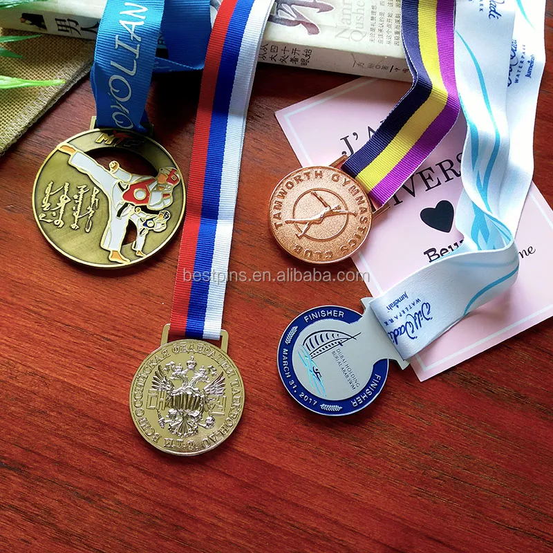Индивидуальные золотые серебряные бронзовые медали для занятий спортом тхэквондо плавания