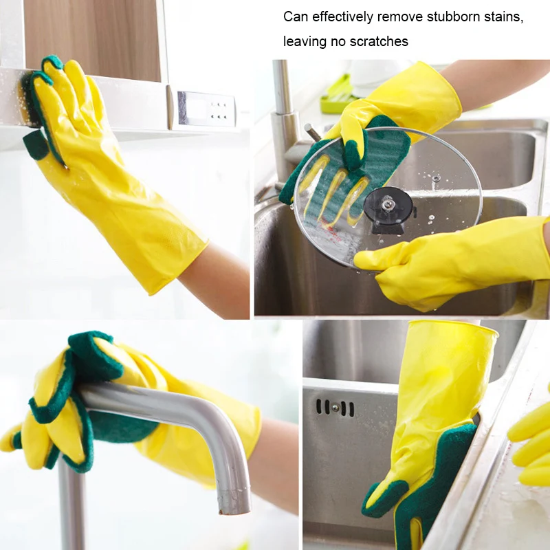1 Pair Creative Home Washing Cleaning Gloves Garden Kitchen Dish Sponge Fingers Rubber Household Cleaning Gloves for Dishwashing