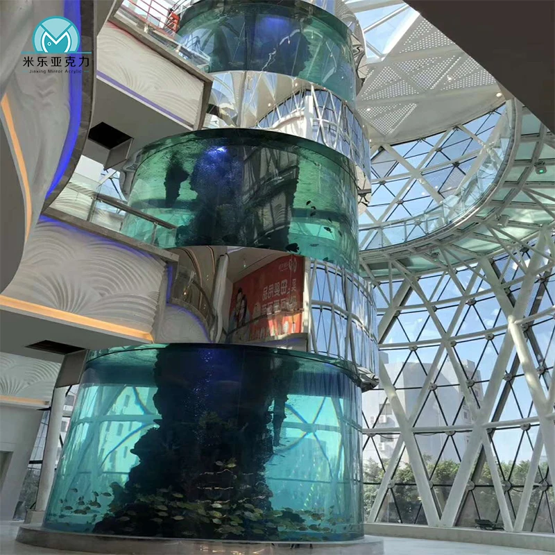 Low price direct selling transparent cylinder aquarium round glass fish tank