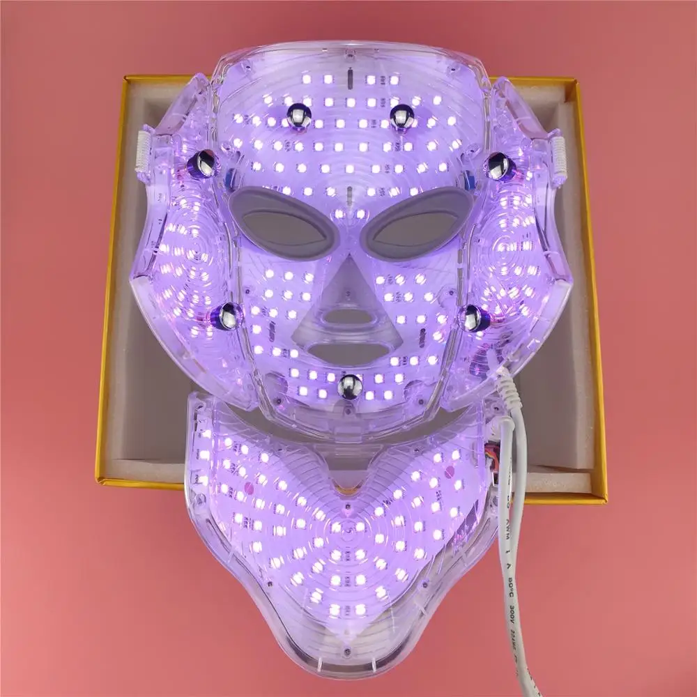 
7 Colors Neck Face Skin Rejuvenation Therapy Wrinkles LED Photon PDT Light Mask 