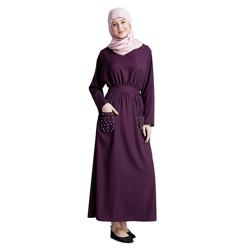 2018 Fashion Muslim Dress For Women Long Sleeve Loose Solid Maxi  Dress Hijab Abaya Latest Burqa Designs Pictures
