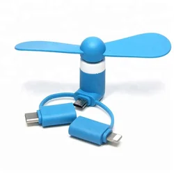 Custom Free Logo Portable 3 in 1 Type C Small USB Cooling Mini Cell Phone Fan