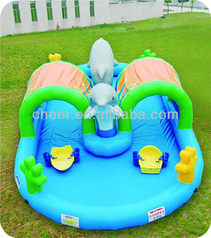 Games Children Indoor Inflatable Water Game - Inflatable Airtight Dolphin Pool Water Play Equipment 10 Kids 1-4 Years Old CN;JIA
