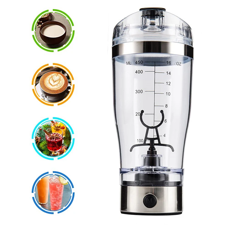 Hot Sale Ideas Home Outdoors Creative Sports Milkshake Water Bottle Multi-functional 450ml Electric Protein Shaker Cup