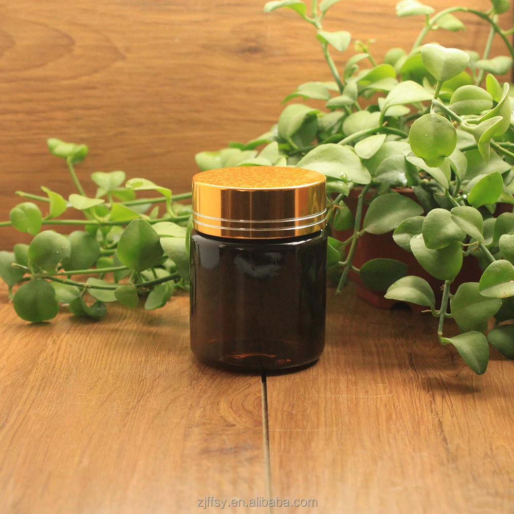 
Manufacturer PET 120ml amber supplement nutrition protein powder bottle wide mouth pill jar 