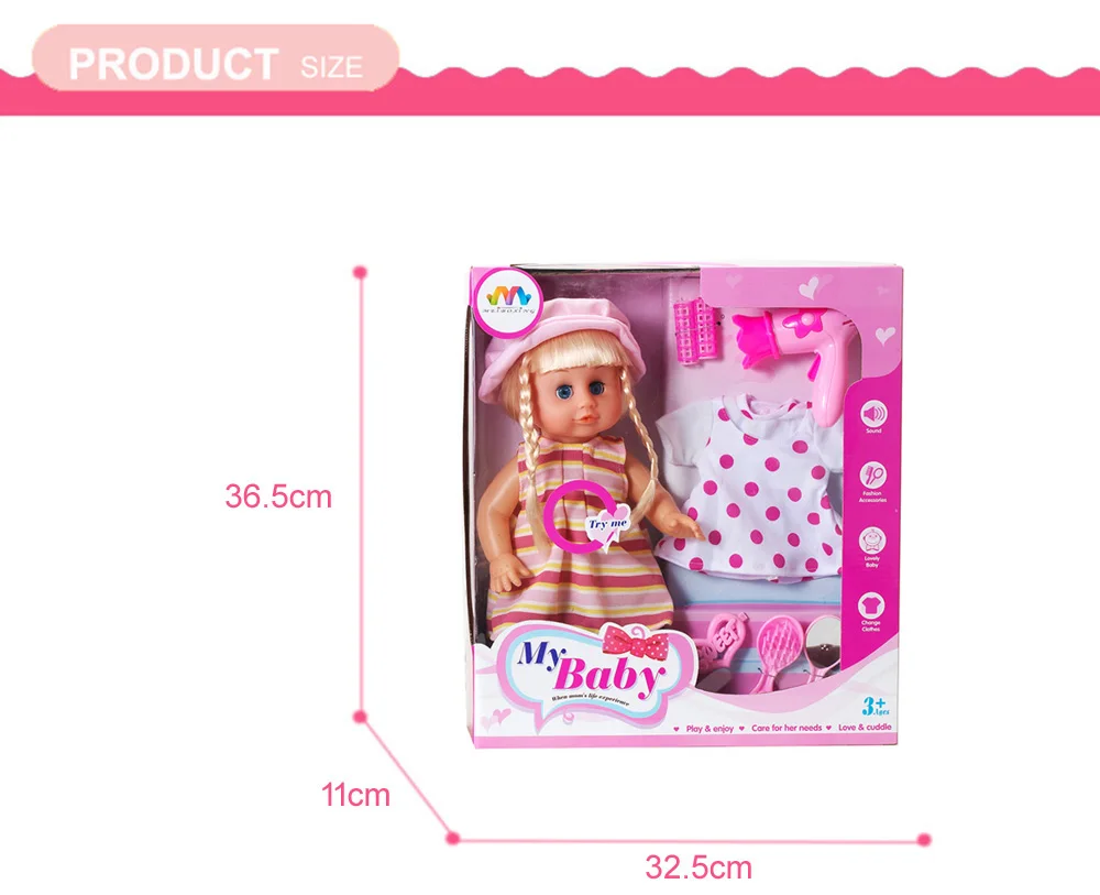 New design gril toys 16 inch realistic reborn baby doll with sounds and IC.