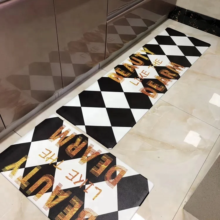 Top Sellers 2018 For Home Memory Foam Anti Fatigue Soft Custom Size PVC Printing Oil Proof Easy To Clean Kitchen Mat