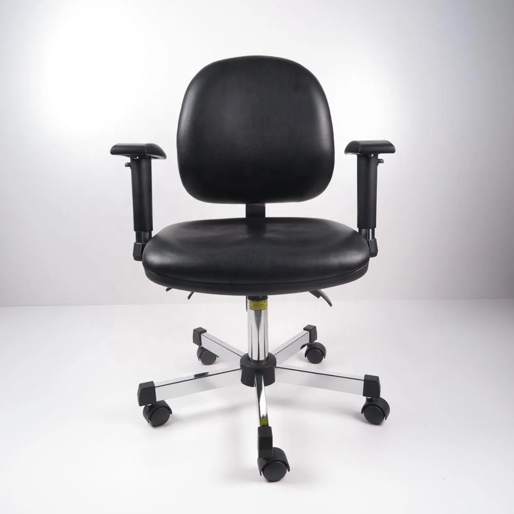 PU Leather Arm Rest ESD Chair With Plastic Cover On Seat And Back