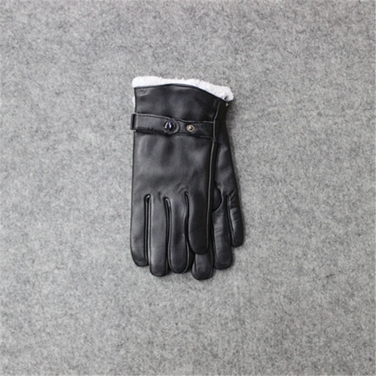 
Top Quality Winter Genuine Sheepskin Leather Glove With Real Rabbit Fur Trim 