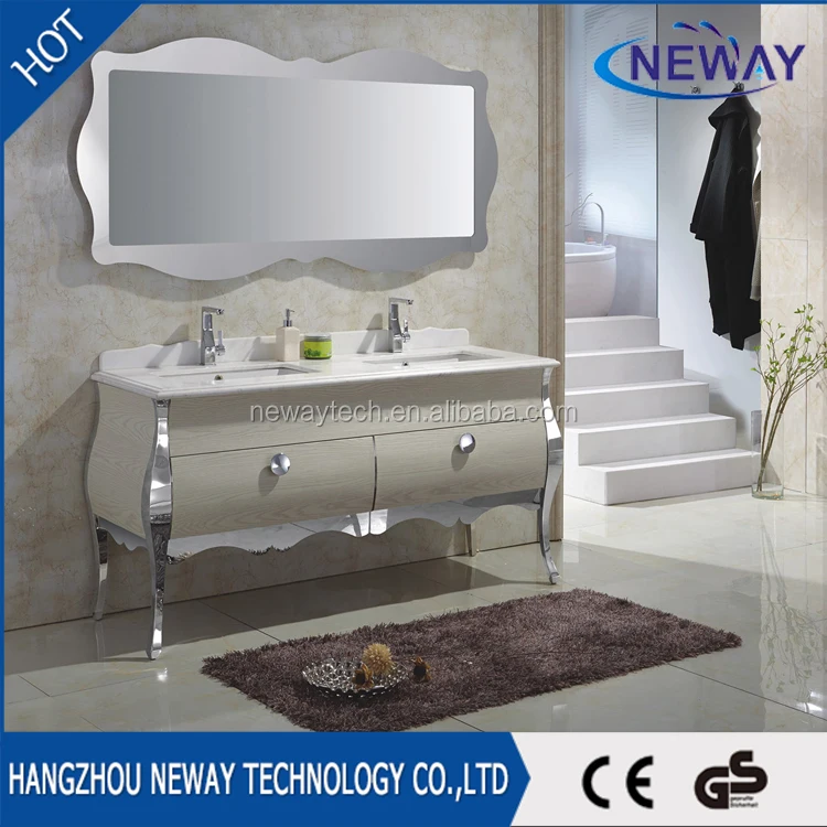 
New double basin high end bathroom cabinet bathroom furniture with mirror 