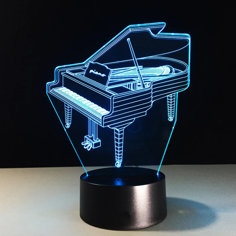 Music Instrument Retro Piano 3D USB LED Lamp 7 Colors Bulb Musician Gift Child Bedroom Decoration Elegant RGB Night Light